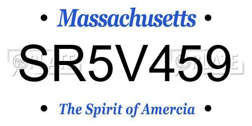 SR5V459 Massachusetts License Plate