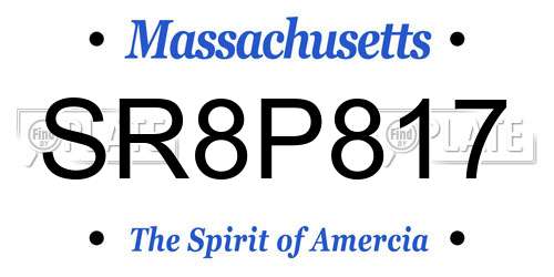 SR8P817 Massachusetts License Plate