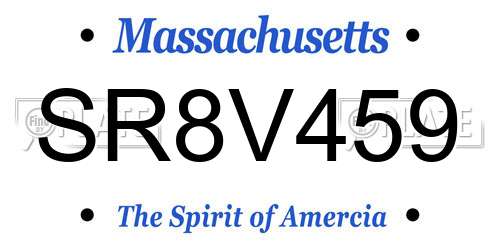 SR8V459 Massachusetts License Plate