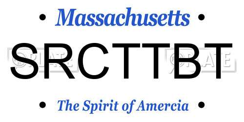 SRCTTBT Massachusetts License Plate
