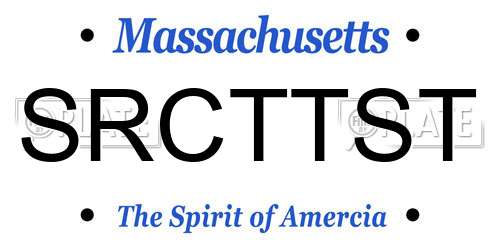 SRCTTST Massachusetts License Plate