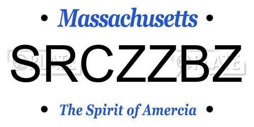 SRCZZBZ Massachusetts License Plate