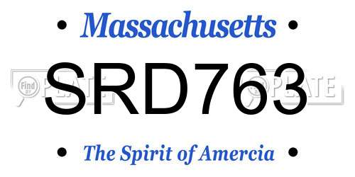 SRD763 Massachusetts License Plate
