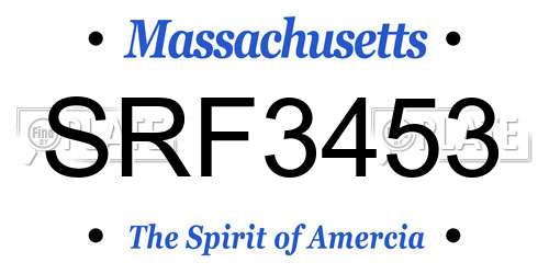 SRF3453 Massachusetts License Plate