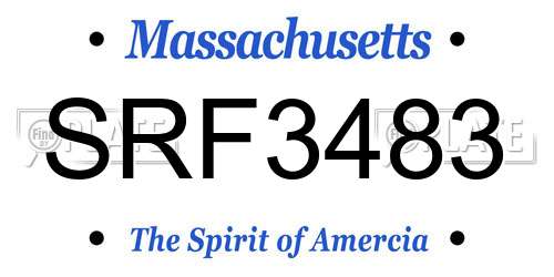 SRF3483 Massachusetts License Plate
