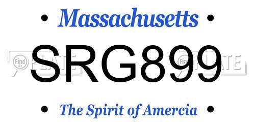SRG899 Massachusetts License Plate