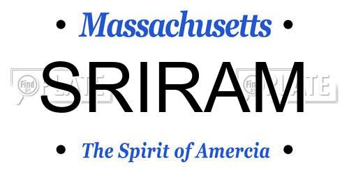 SRIRAM Massachusetts License Plate
