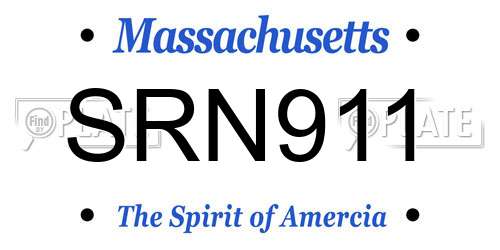 SRN911 Massachusetts License Plate