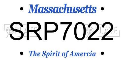 SRP7022 Massachusetts License Plate