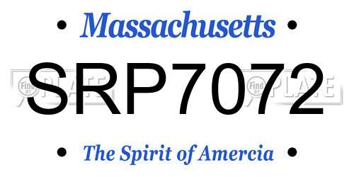 SRP7072 Massachusetts License Plate