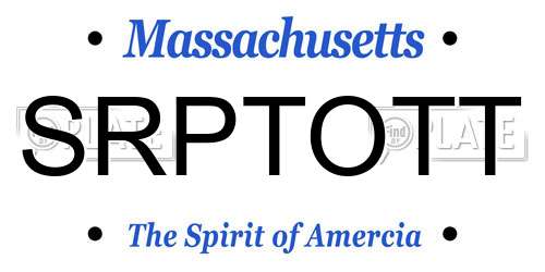 SRPTOTT Massachusetts License Plate