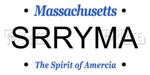SRRYMA Massachusetts License Plate