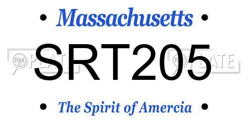 SRT205 Massachusetts License Plate