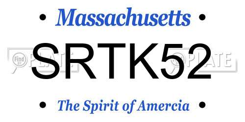 SRTK52 Massachusetts License Plate