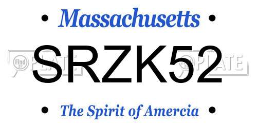 SRZK52 Massachusetts License Plate