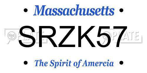 SRZK57 Massachusetts License Plate