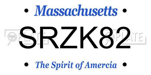 SRZK82 Massachusetts License Plate
