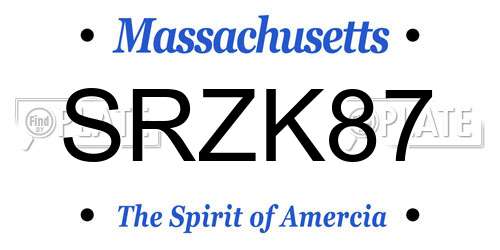 SRZK87 Massachusetts License Plate