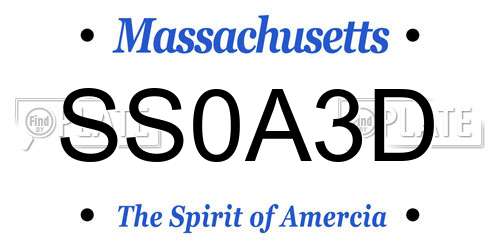 SS0A3D Massachusetts License Plate