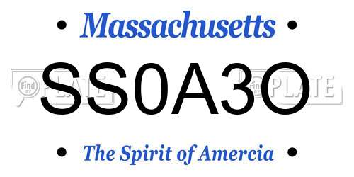 SS0A3O Massachusetts License Plate