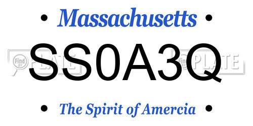 SS0A3Q Massachusetts License Plate
