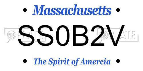 SS0B2V Massachusetts License Plate