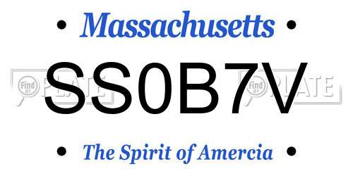 SS0B7V Massachusetts License Plate