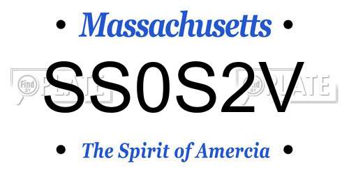 SS0S2V Massachusetts License Plate