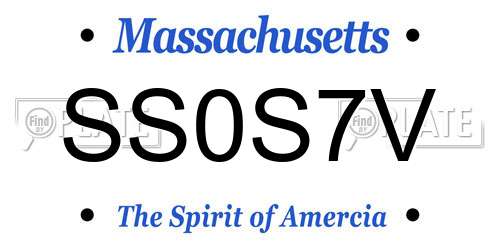 SS0S7V Massachusetts License Plate