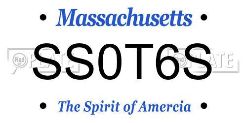 SS0T6S Massachusetts License Plate