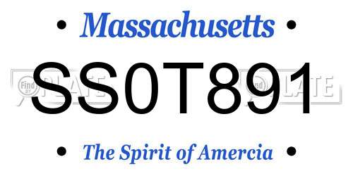 SS0T891 Massachusetts License Plate