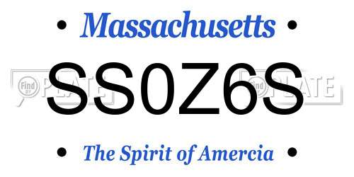 SS0Z6S Massachusetts License Plate