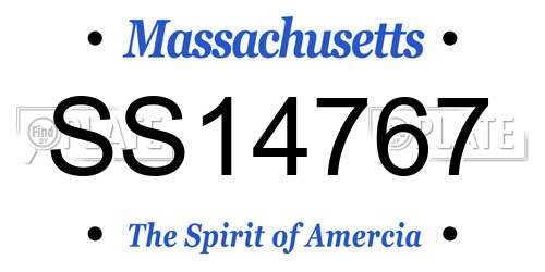 SS14767 Massachusetts License Plate