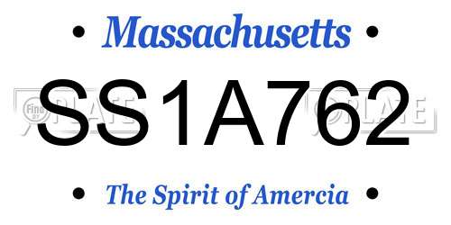 SS1A762 Massachusetts License Plate
