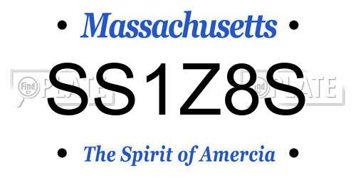 SS1Z8S Massachusetts License Plate