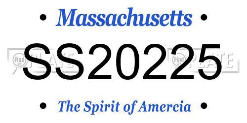 SS20225 Massachusetts License Plate