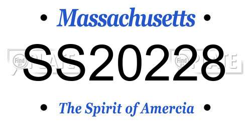 SS20228 Massachusetts License Plate