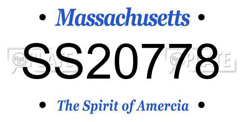 SS20778 Massachusetts License Plate