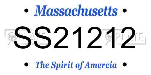 SS21212 Massachusetts License Plate