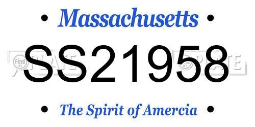 SS21958 Massachusetts License Plate