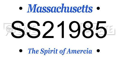 SS21985 Massachusetts License Plate
