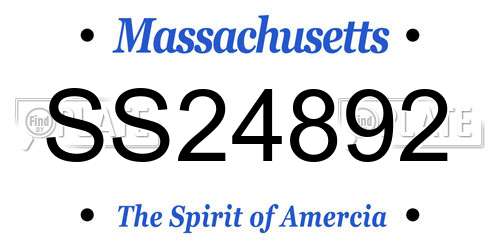SS24892 Massachusetts License Plate