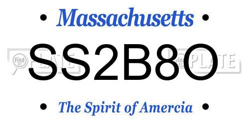 SS2B8O Massachusetts License Plate