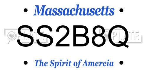 SS2B8Q Massachusetts License Plate