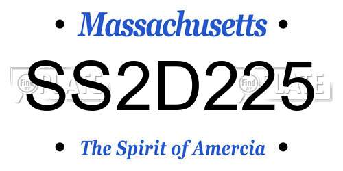 SS2D225 Massachusetts License Plate
