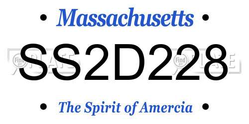 SS2D228 Massachusetts License Plate