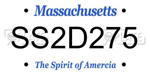 SS2D275 Massachusetts License Plate