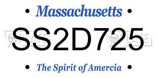SS2D725 Massachusetts License Plate