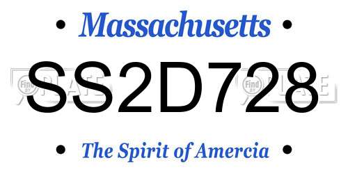SS2D728 Massachusetts License Plate