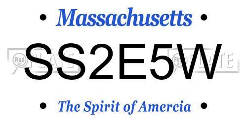 SS2E5W Massachusetts License Plate